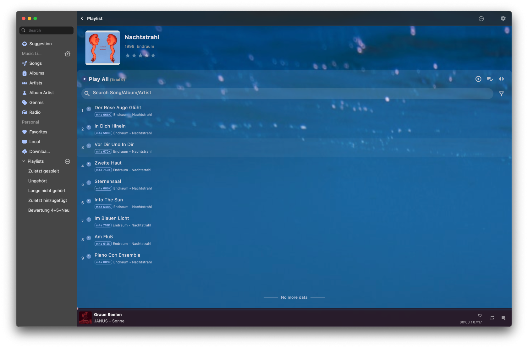 Albumansicht (Stream Music)